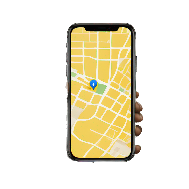 hand holding a iphone yellow map emoji