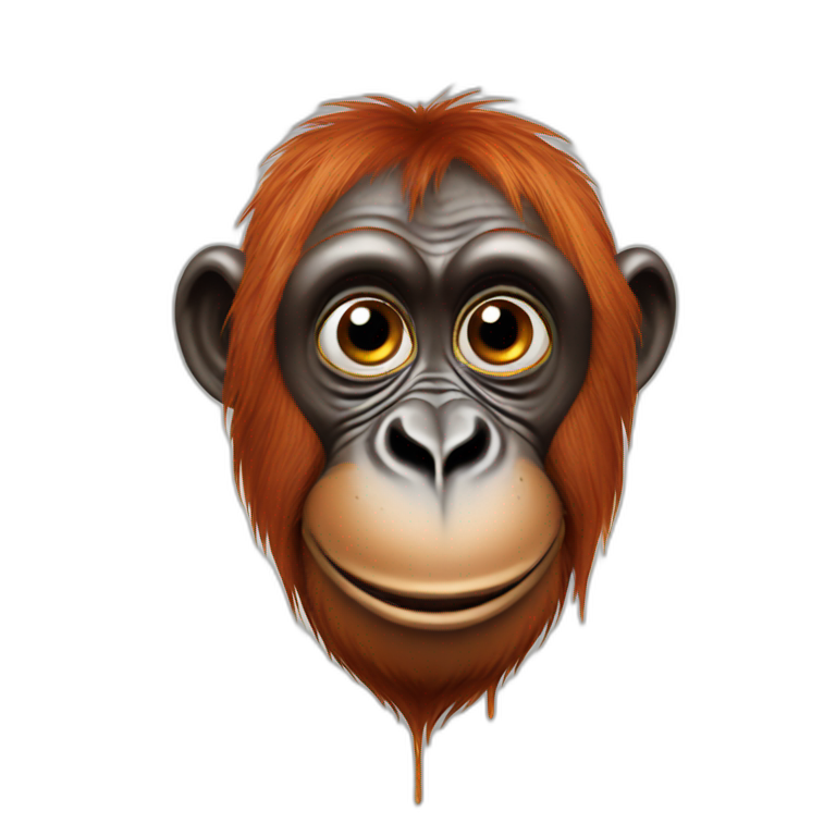 orangutan with melting face emoji