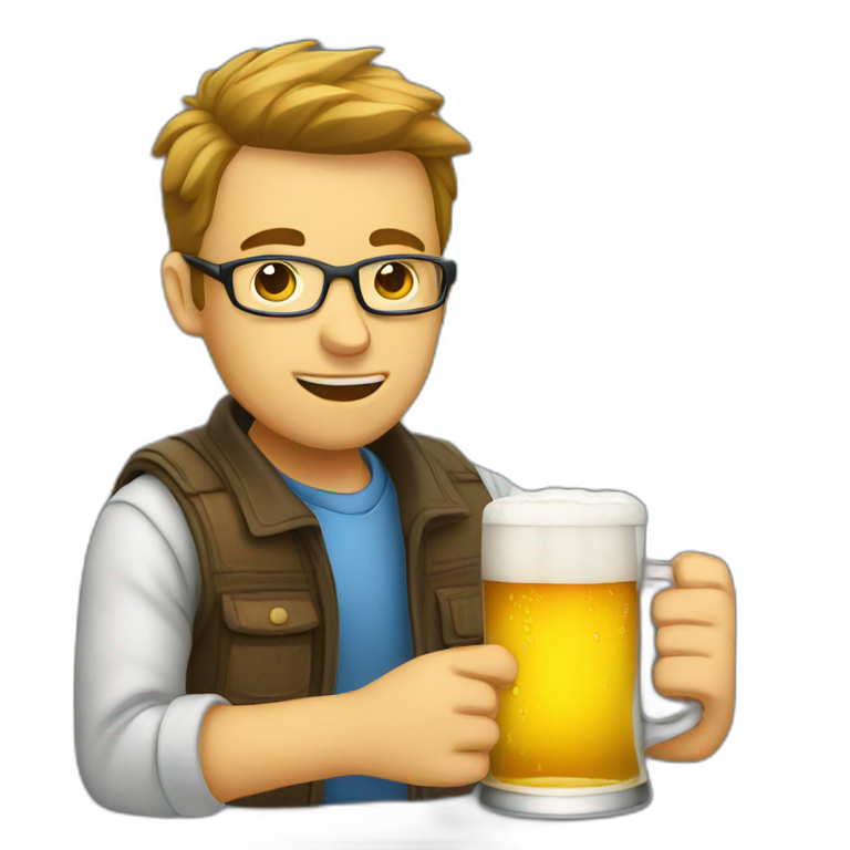 A programmer is drinking beer. emoji