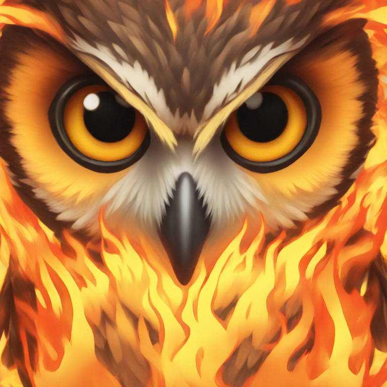An owl in fire emoji