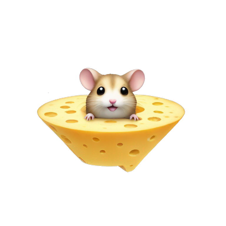 alien hamster in a ufo abducting cheese emoji