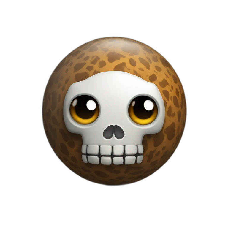 3d sphere with a cartoon Skeleton Horse skin texture with big kind eyes emoji