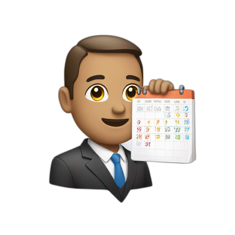 a man in a suit holding a calendar emoji
