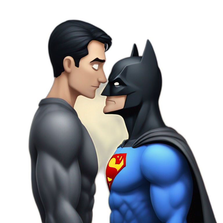 Superman kissing Batman emoji