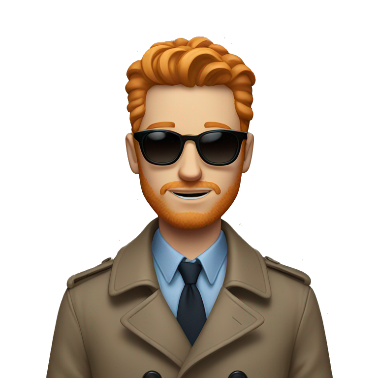 ginger man, sunglasses, soul patch, short hair, trench coat, blue undershirt emoji