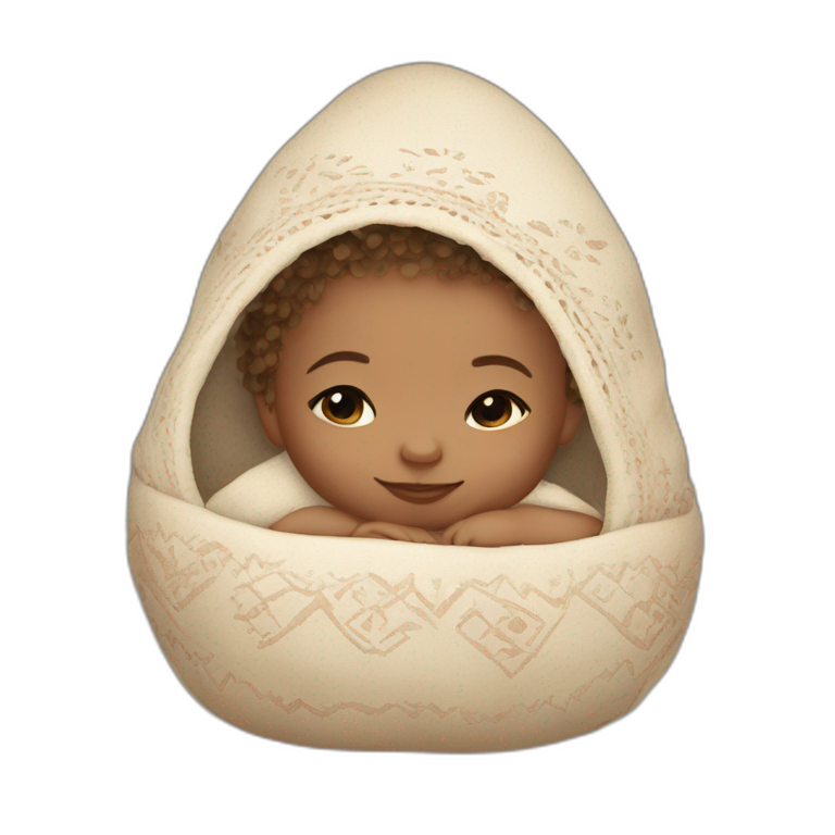 Light skin newborn in boho cradle emoji