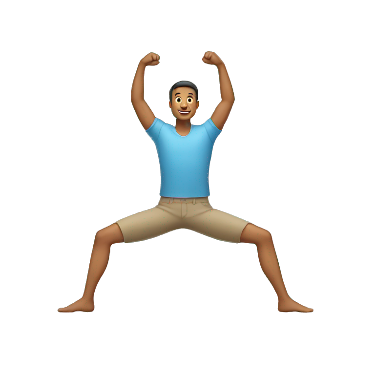  Man with legs raising both arms emoji
