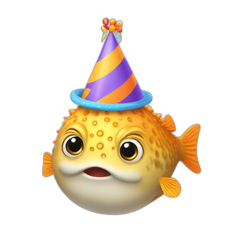blowfish wearing happy birthday hat “Priya” emoji