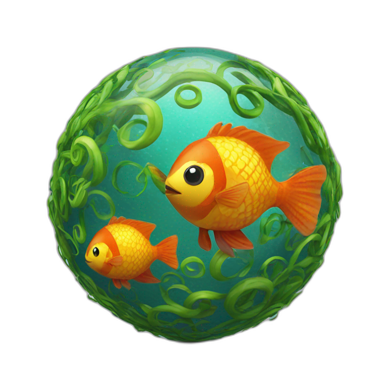 3d sphere with a cartoon hypnotic vine Tropical Fish skin texture emoji