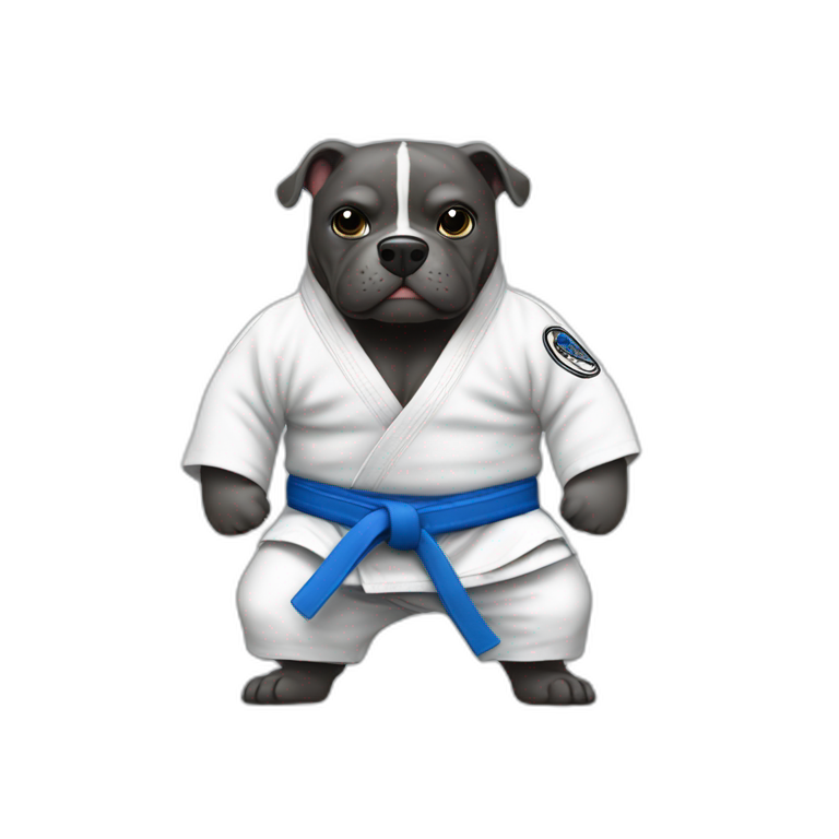 jiu-jitsu pirbull with blue belt emoji