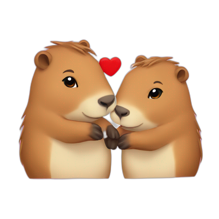 two capybaras in love emoji