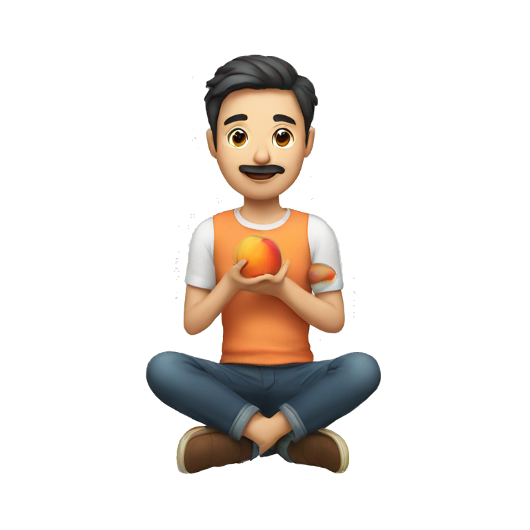 A man eating peach emoji