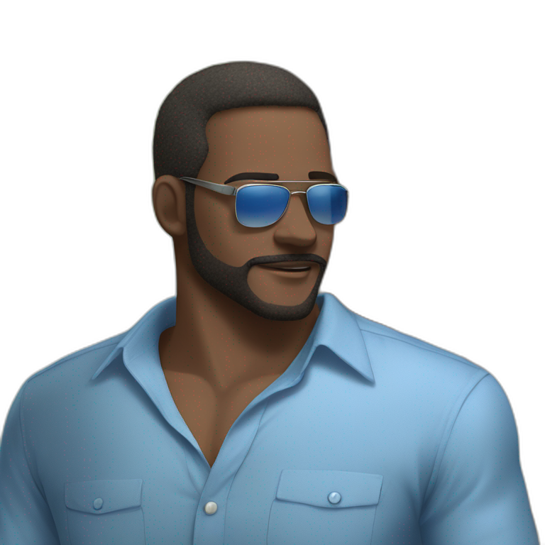 cool blue shirt, sunglasses emoji