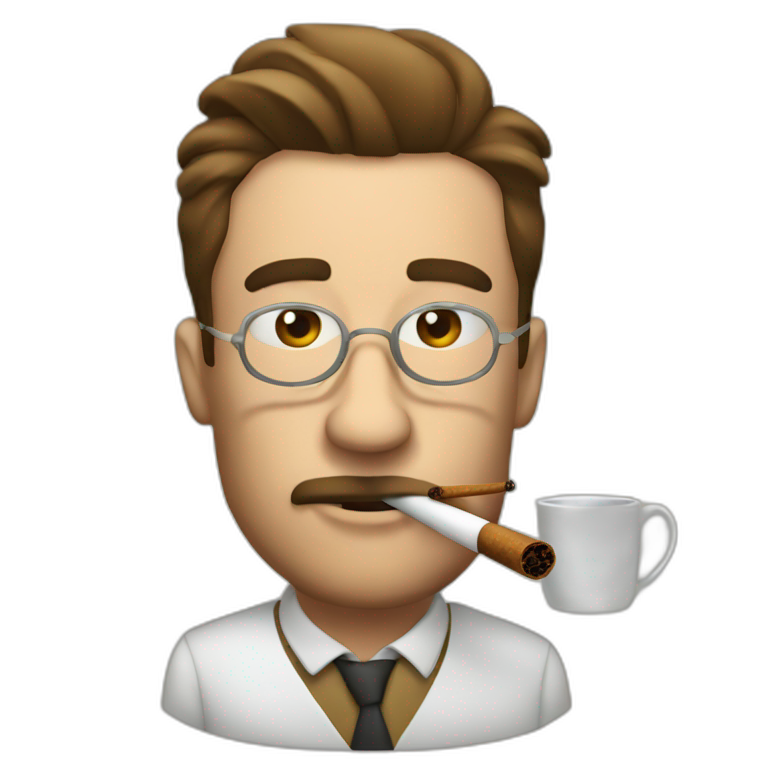 man smoking cigar and drinking tea from glass emoji