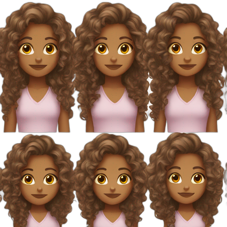Brown girl with curly long hair emoji