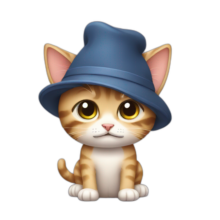 sad kitten with hat emoji