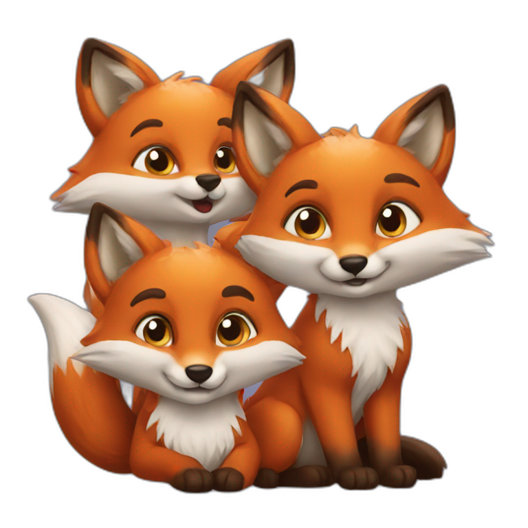 Three foxes  emoji