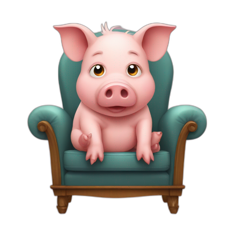 pig sitting on a chair emoji